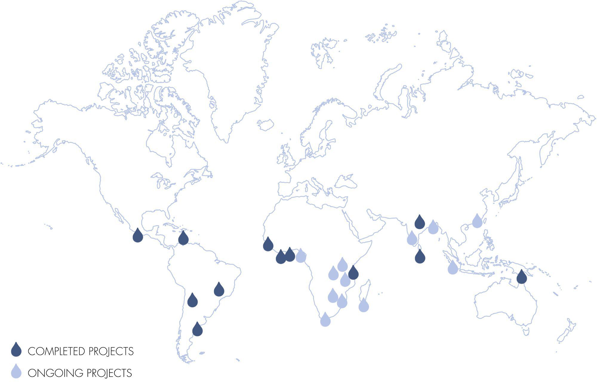 Map of ongoing and completed projects by Acqua Life