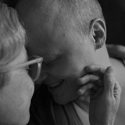 Two people embracing