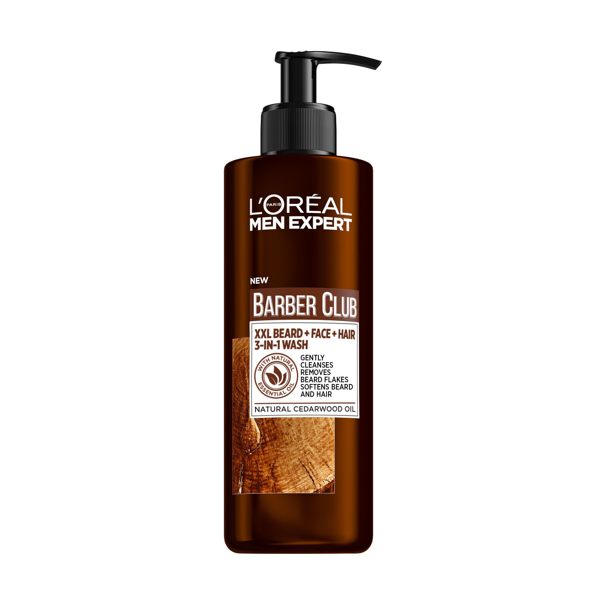 L'Oreal Men Expert Barber Club 3-In-1 Beard, Face and Hair Wash, Cedarwood Essential Oil, 400ml